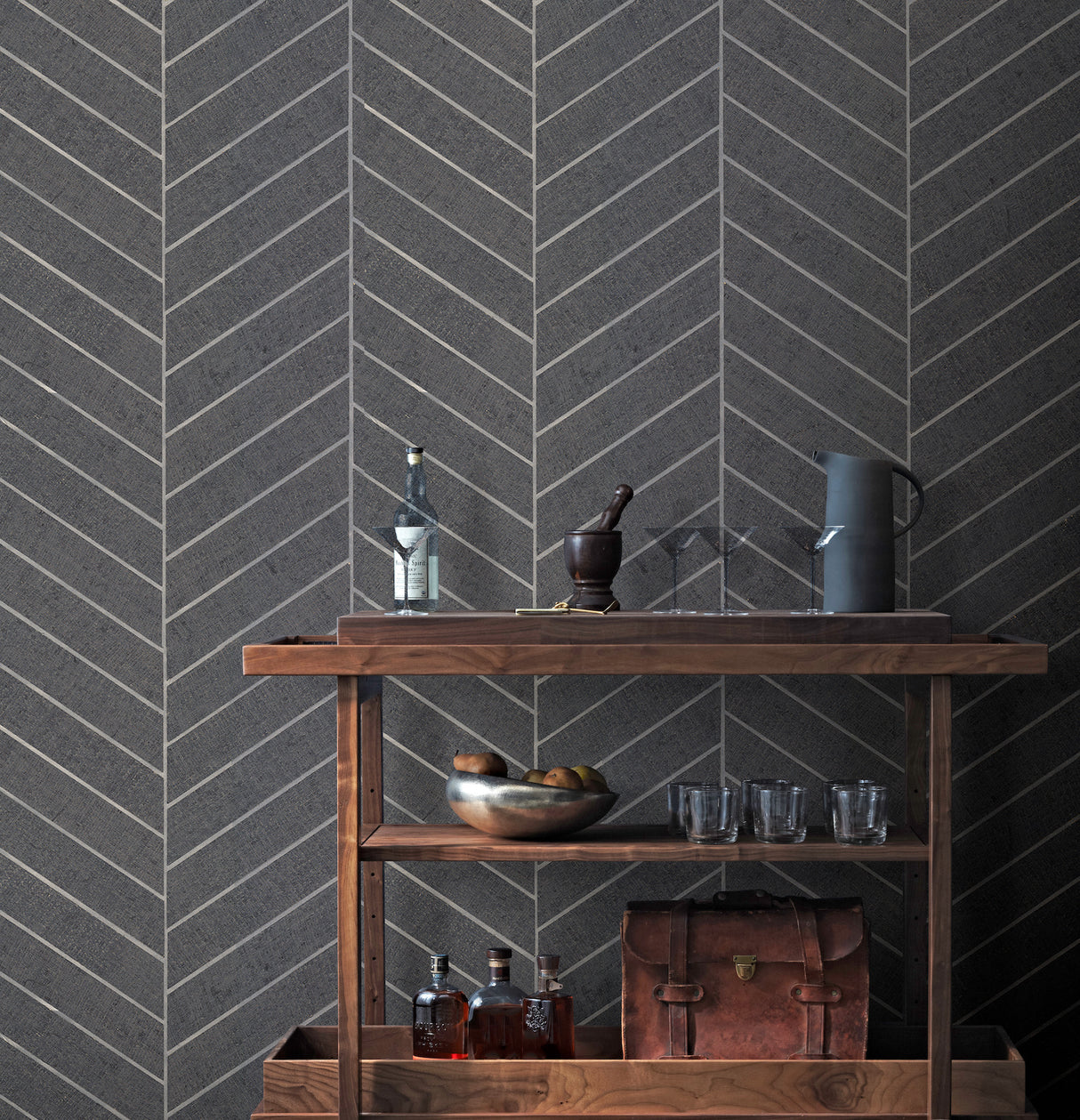York HO2107 Atelier Herringbone Dark Grey Wallpaper