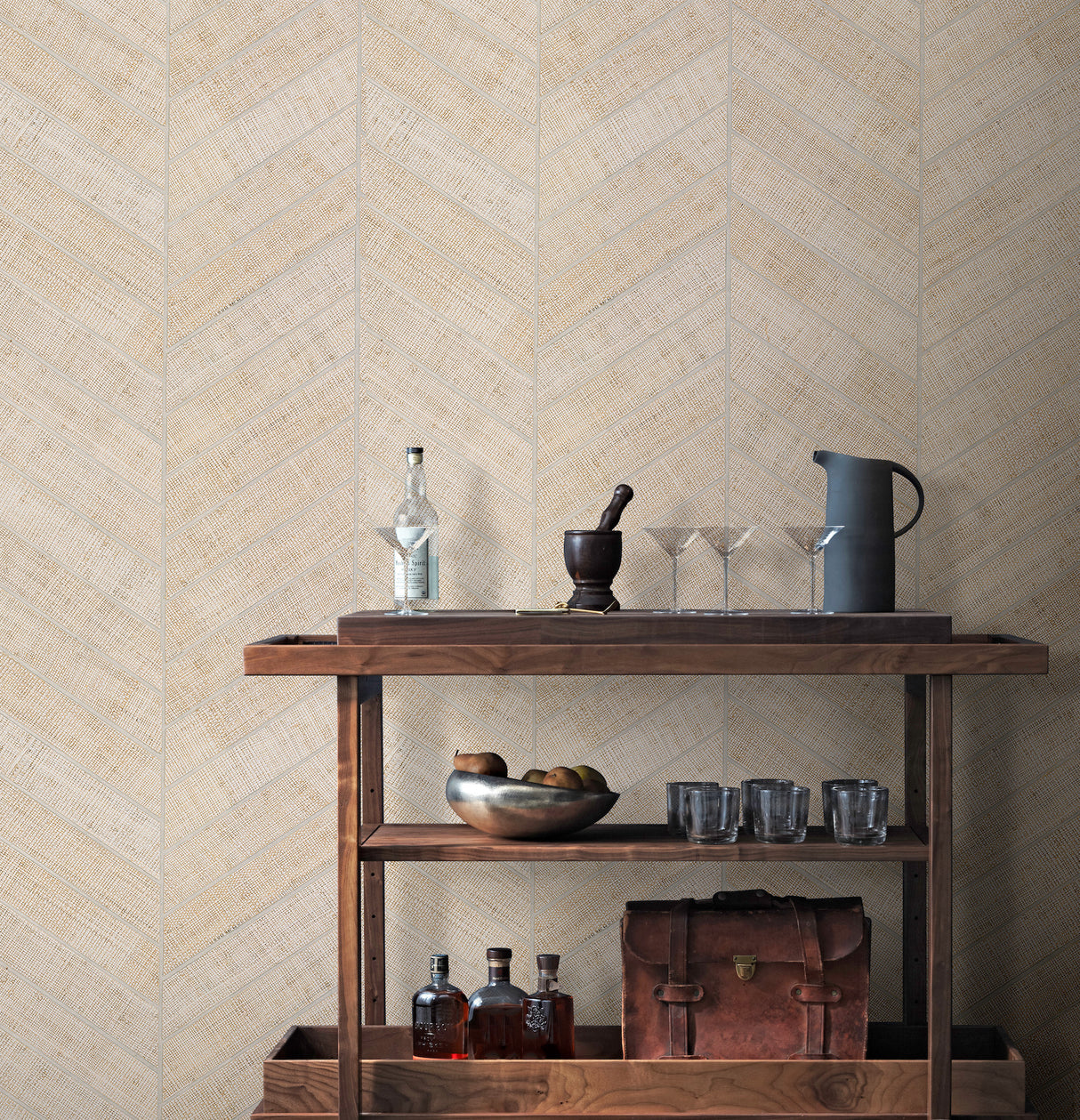 York HO2108 Atelier Herringbone White Wallpaper