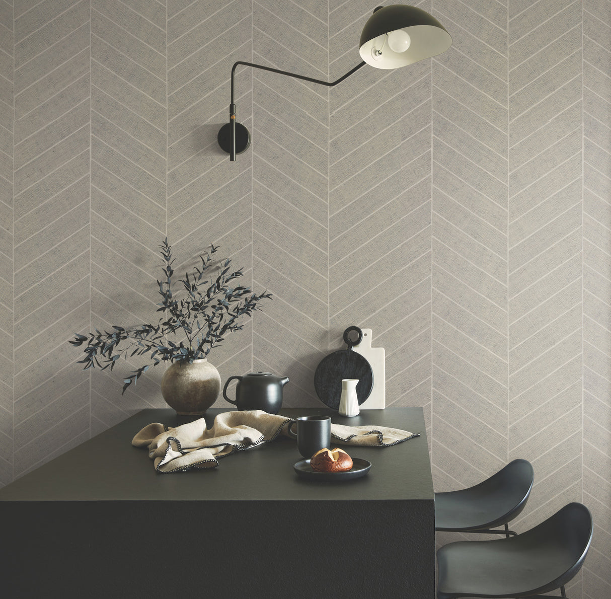 York HO2109GV Atelier Herringbone Linen Wallpaper