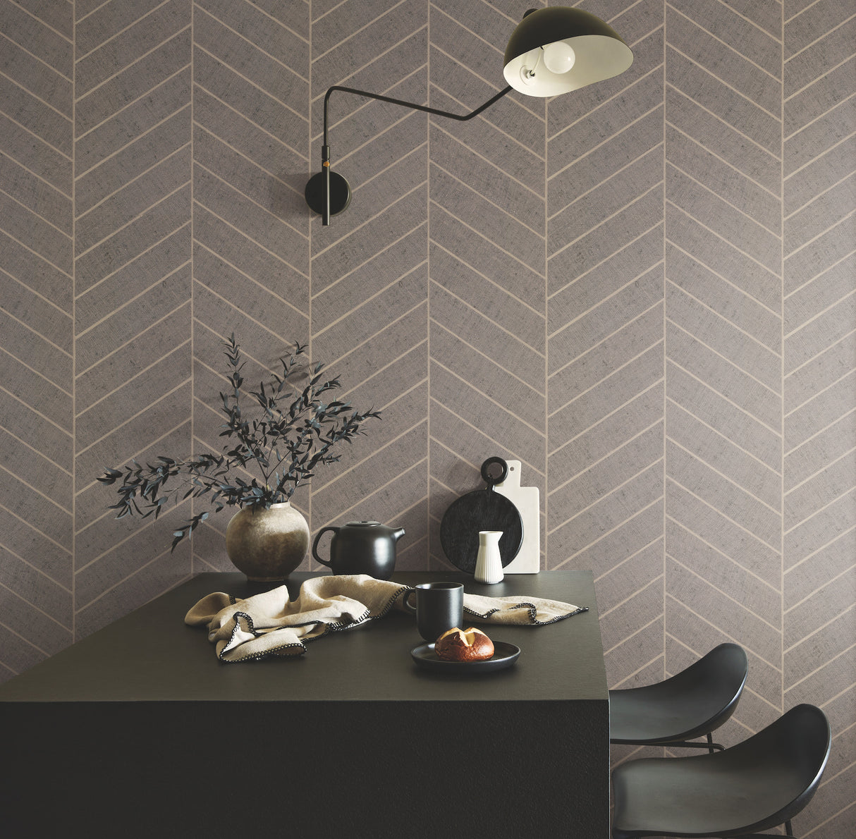 York HO2110GV Atelier Herringbone Natural Grey Wallpaper