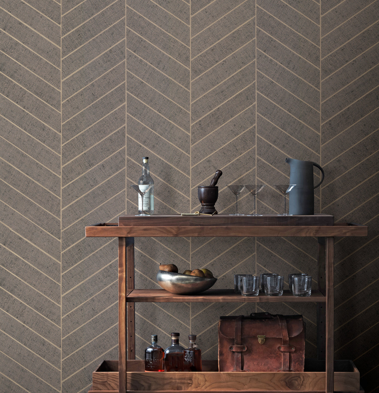 York HO2110 Atelier Herringbone Grey Wallpaper