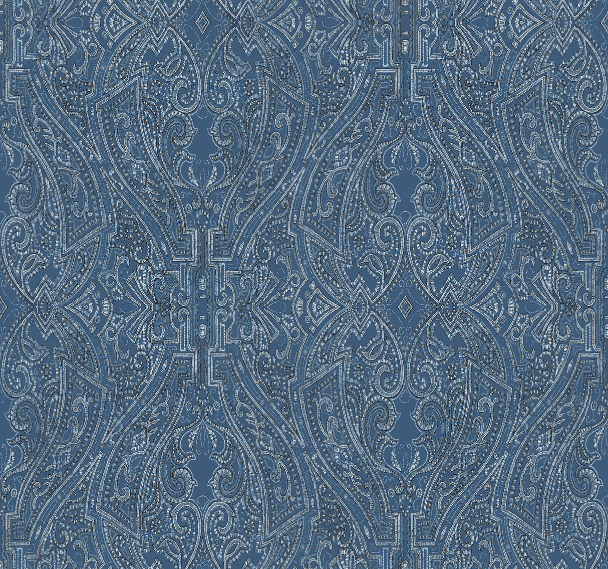 York HO2132 Ascot Damask Blue Wallpaper