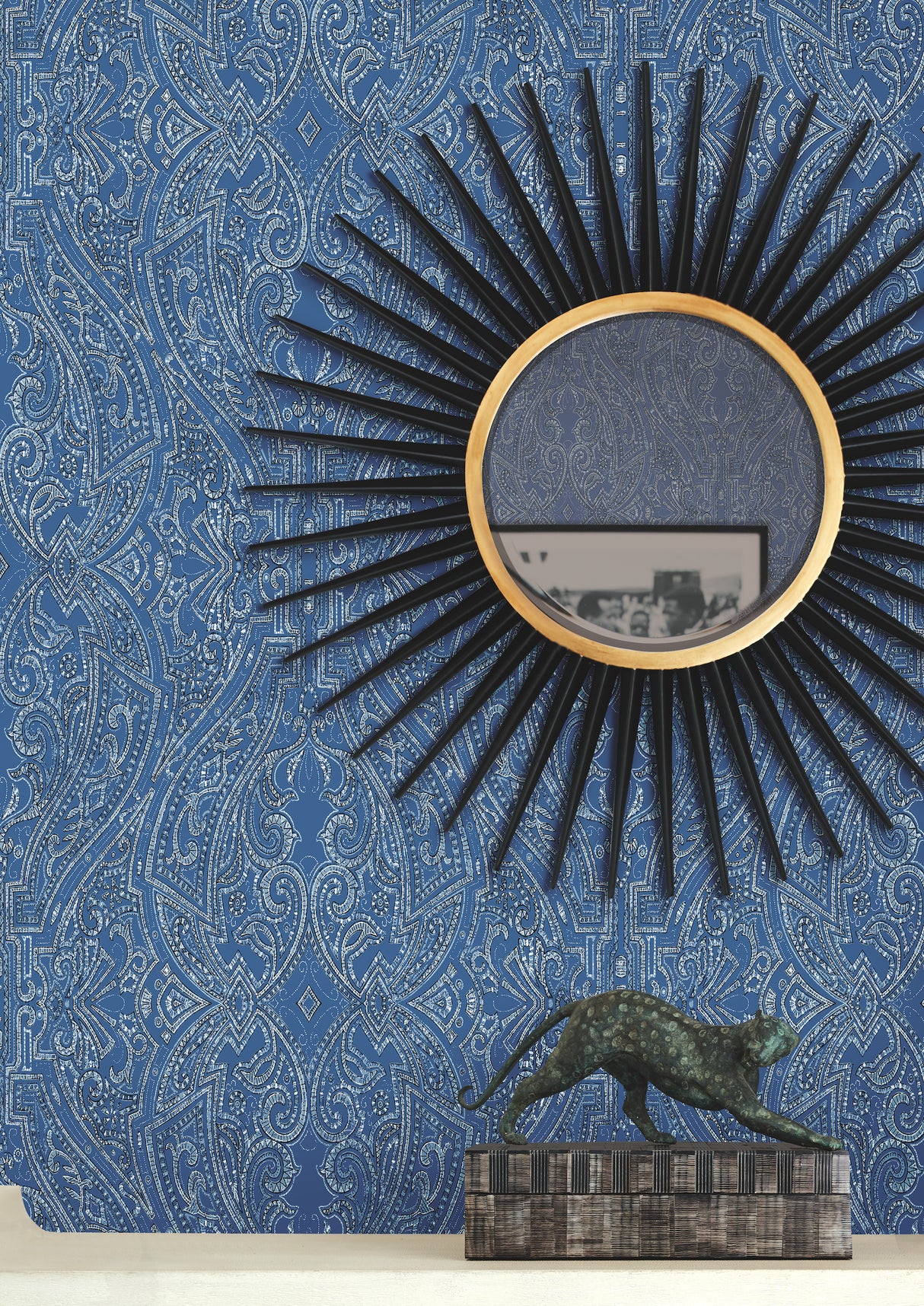 York HO2132 Ascot Damask Blue Wallpaper