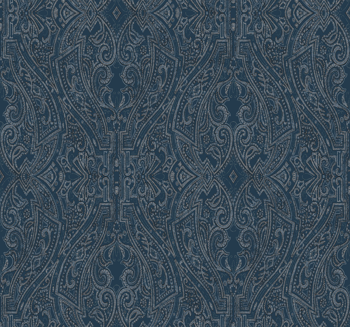 York HO2133 Ascot Damask Dark Blue Wallpaper