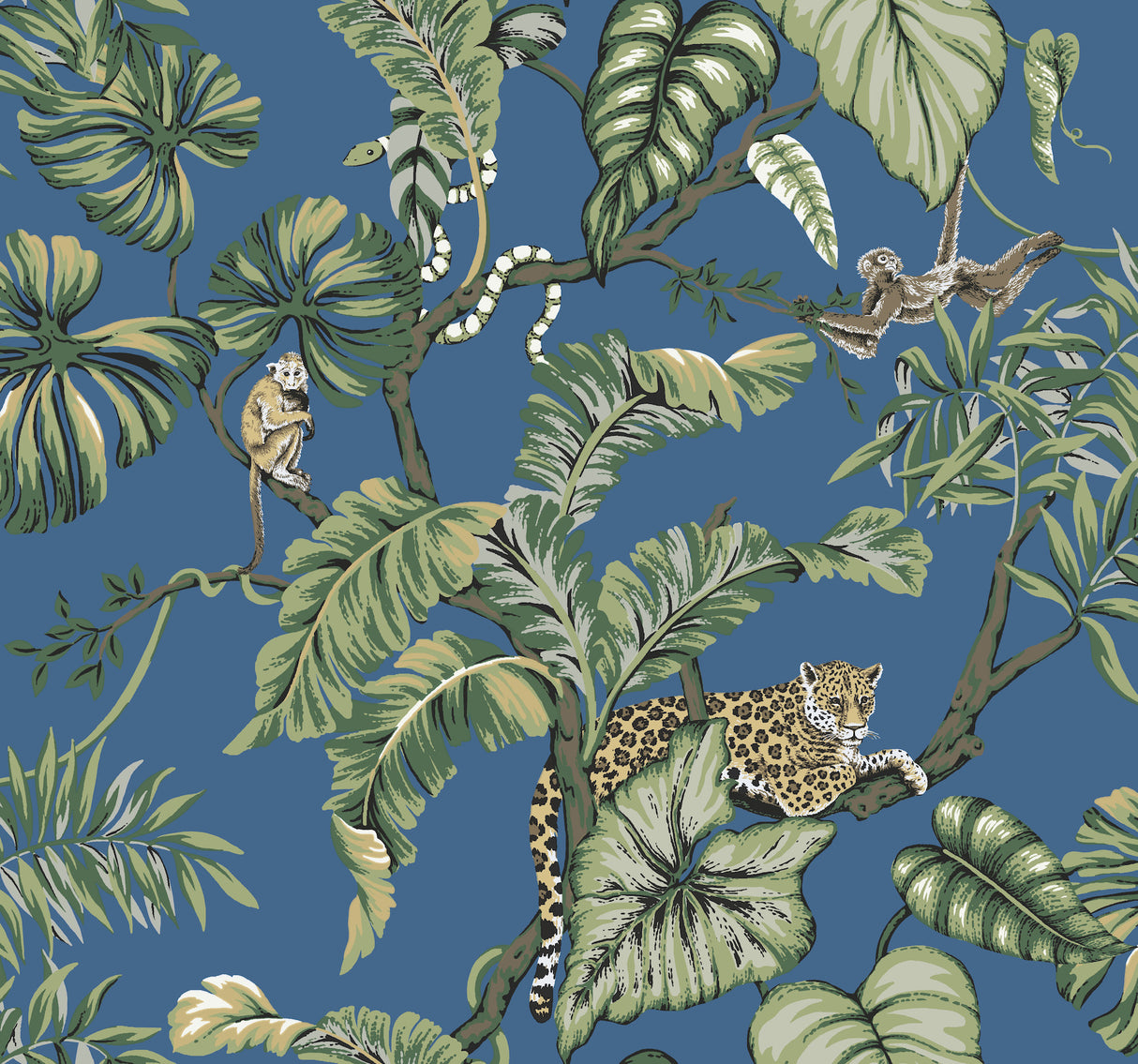 York HO2141 Jungle Cat Blue Wallpaper