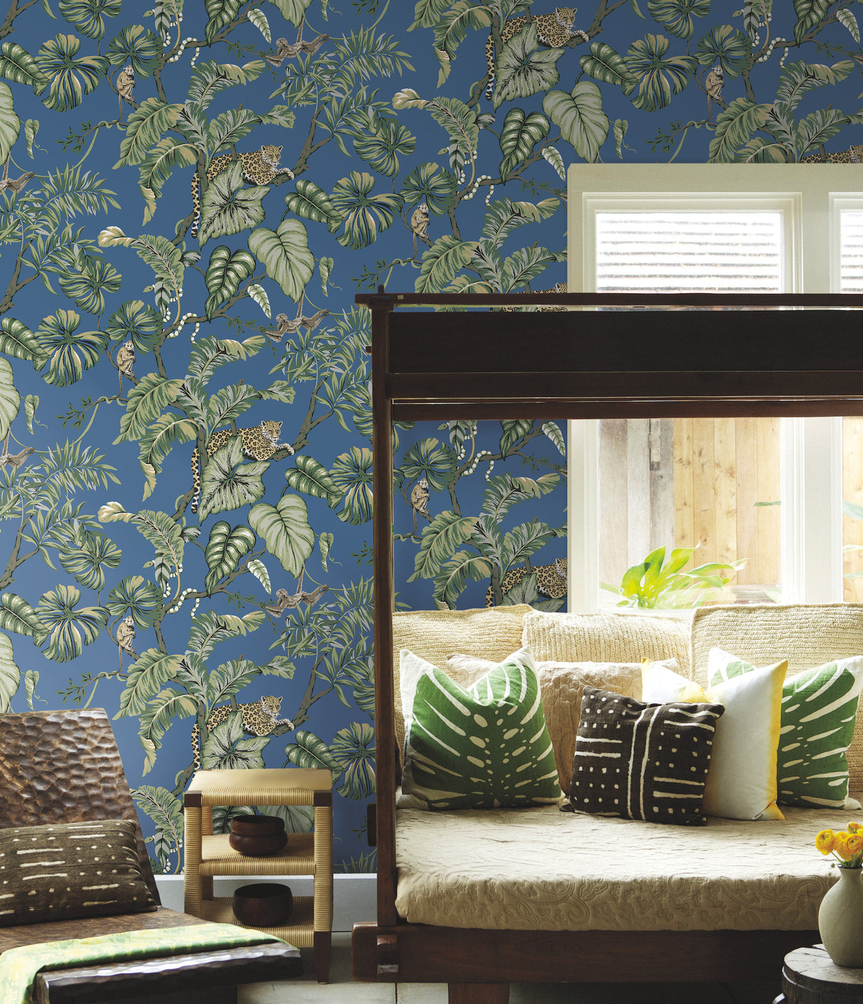 York HO2141 Jungle Cat Blue Wallpaper