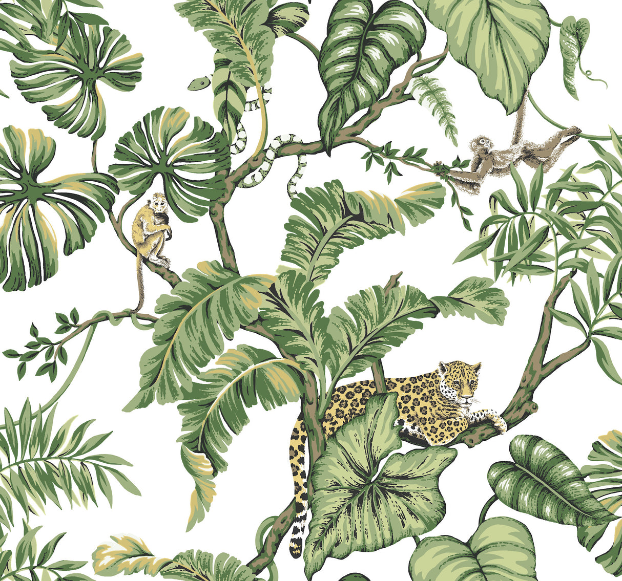 York HO2145 Jungle Cat White Wallpaper