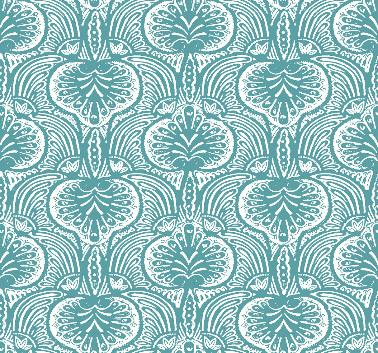 York HO2151 Lotus Palm Aqua Wallpaper