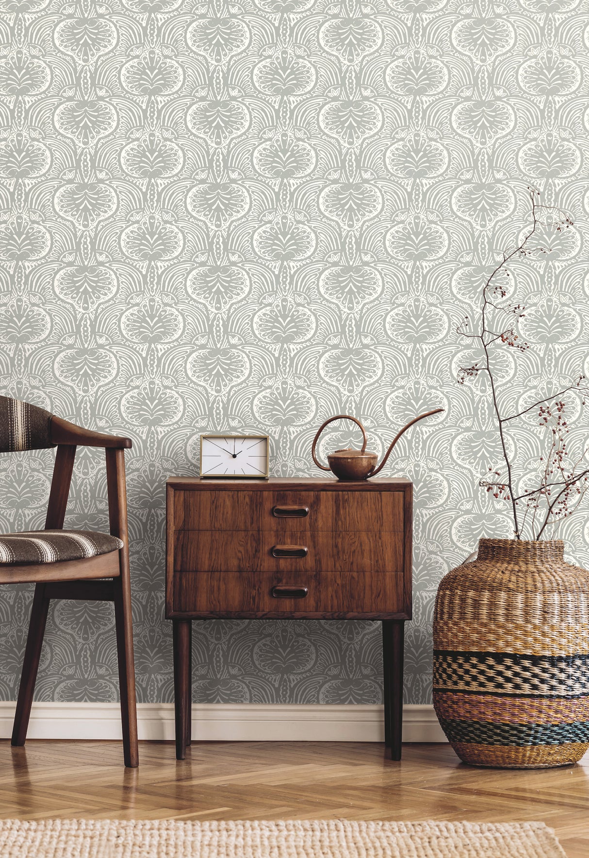 York HO2152 Lotus Palm Grey Wallpaper