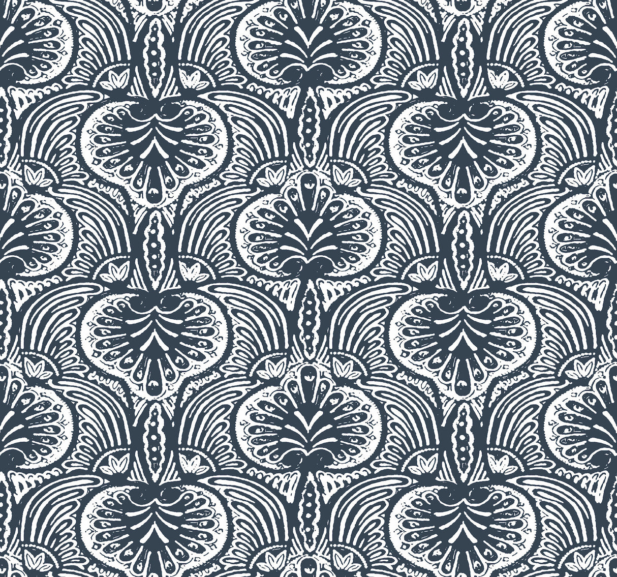 York HO2153 Lotus Palm Navy Wallpaper