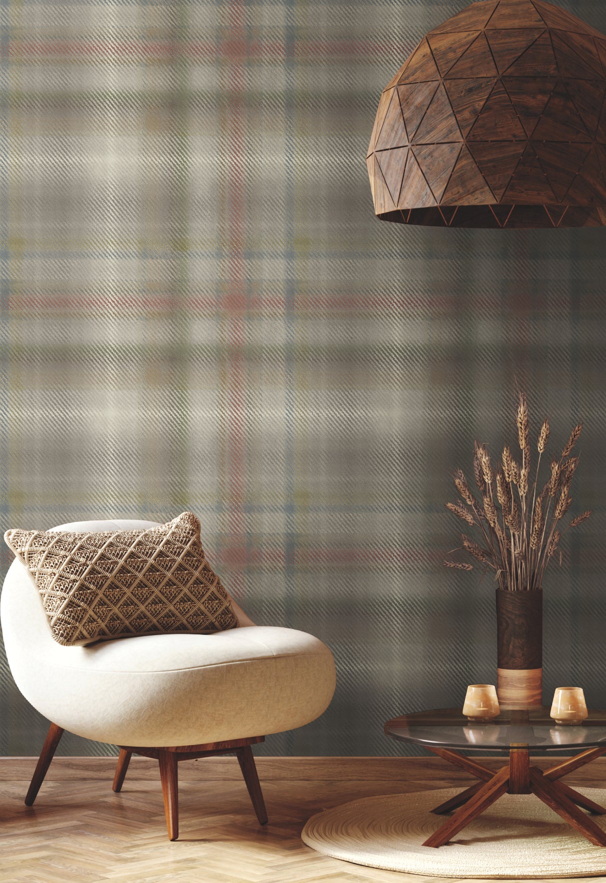 York HO2156 Sterling Plaid Neutral Wallpaper
