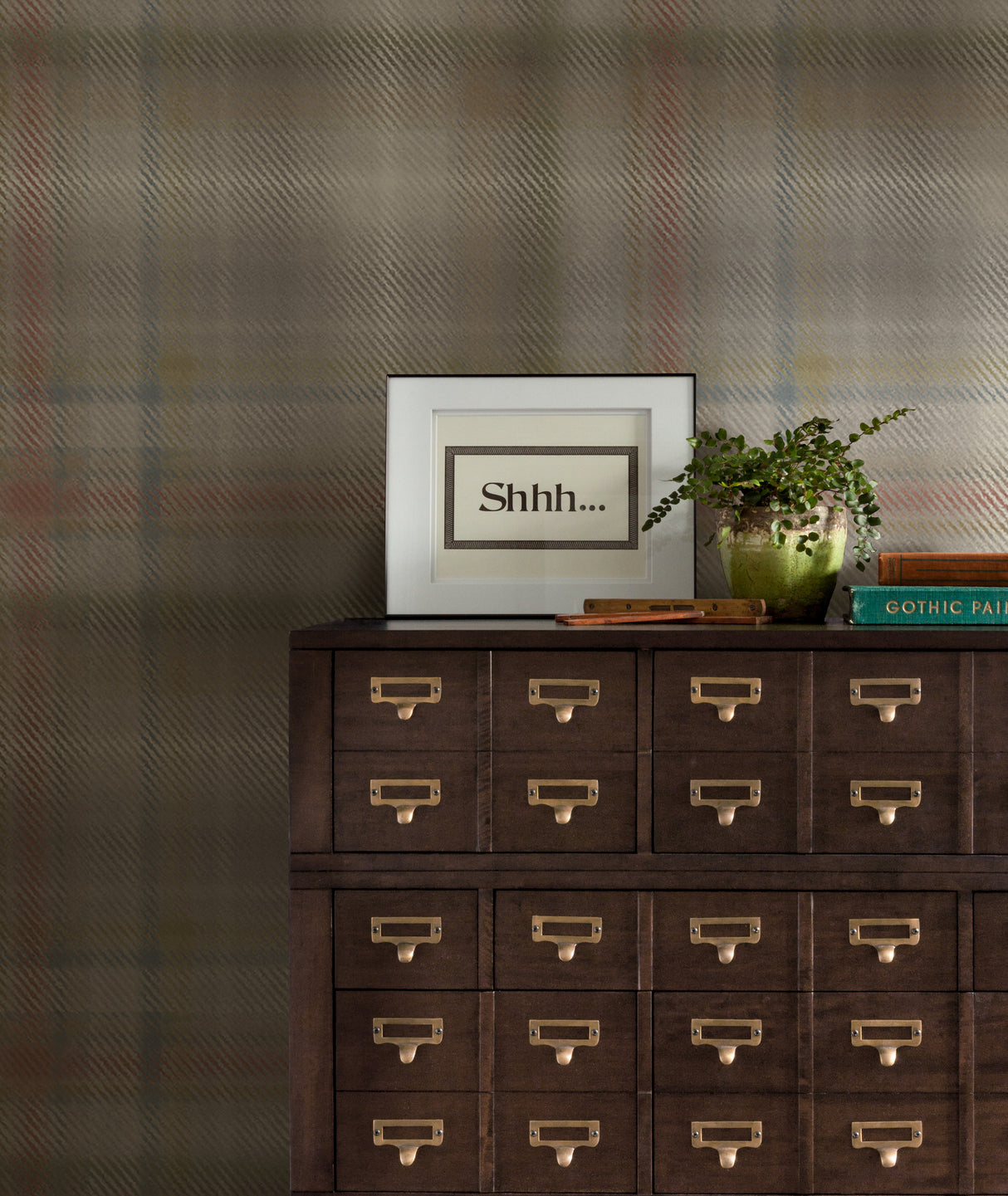 York HO2156 Sterling Plaid Neutral Wallpaper