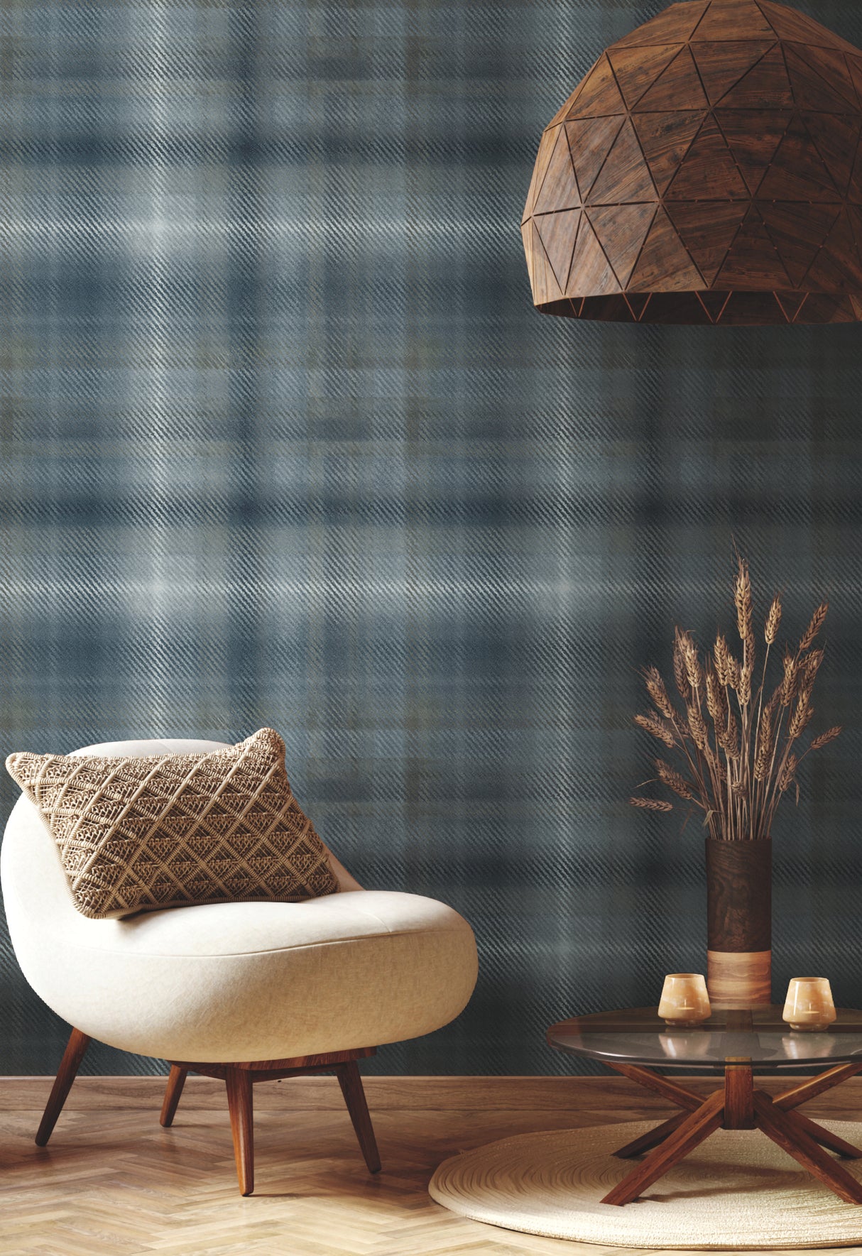 York HO2158 Sterling Plaid Blue Wallpaper