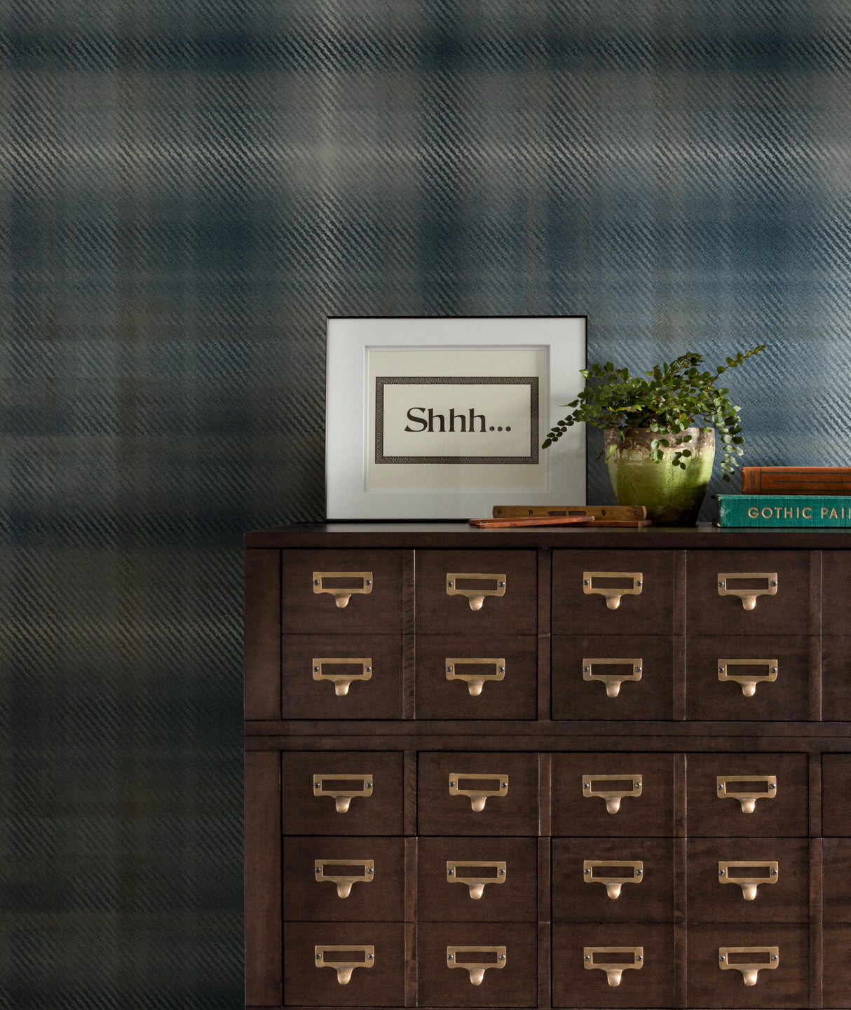 York HO2158 Sterling Plaid Blue Wallpaper