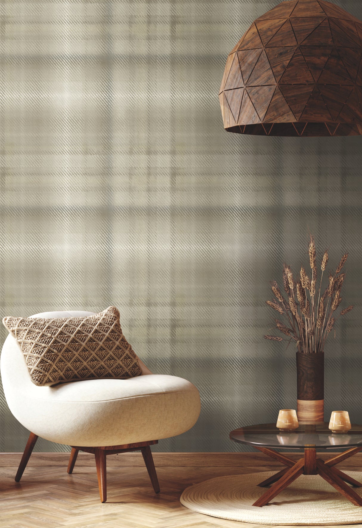 York HO2159 Sterling Plaid Beige Wallpaper