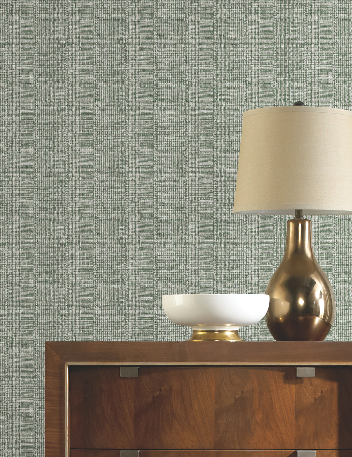 York HO2166 Shirting Plaid Green Wallpaper