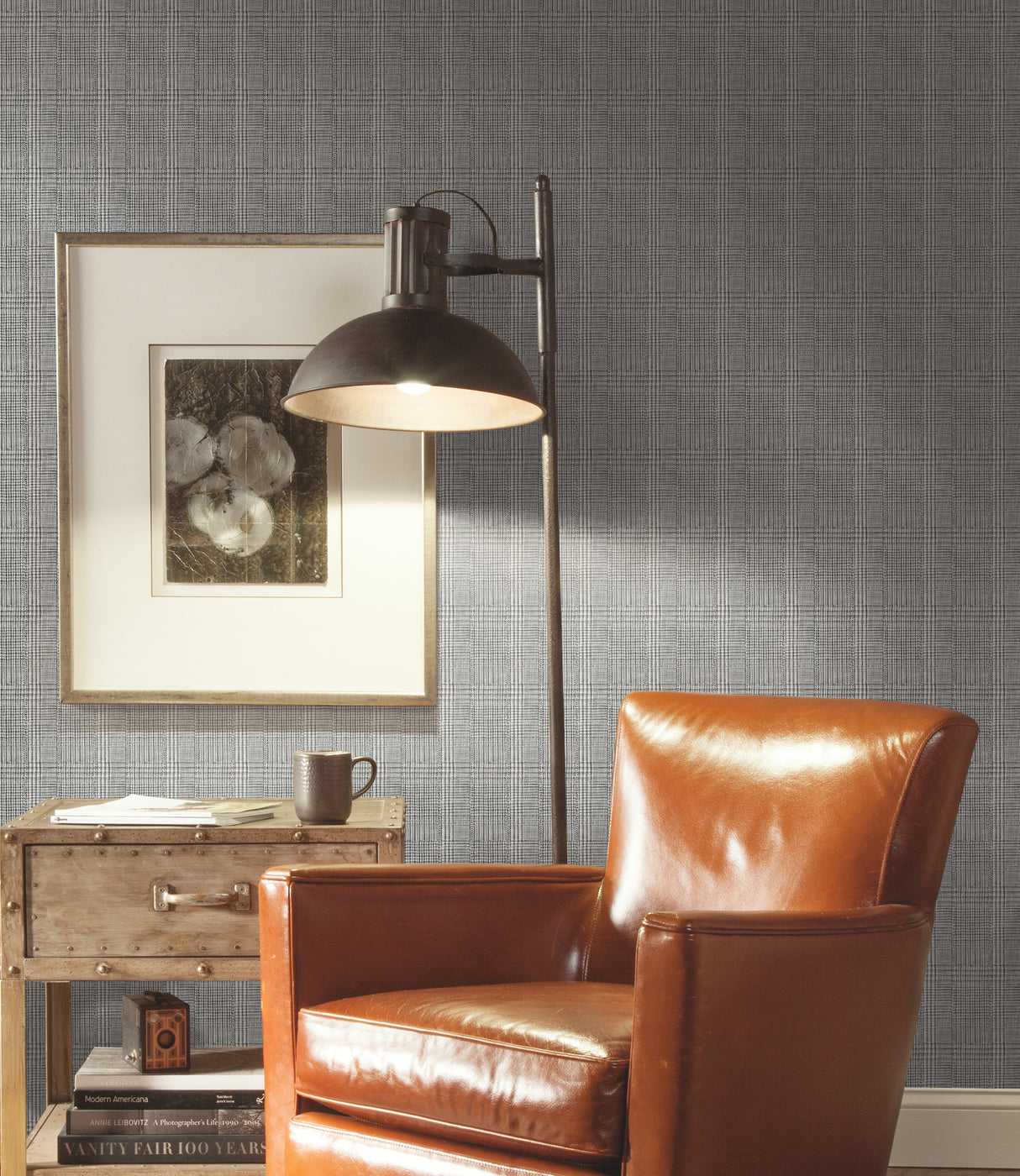 York HO2170 Shirting Plaid Black Wallpaper