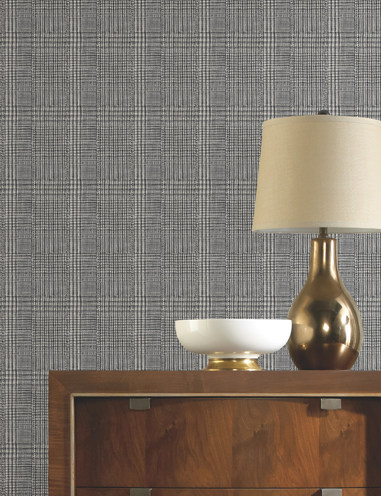 York HO2170 Shirting Plaid Black Wallpaper