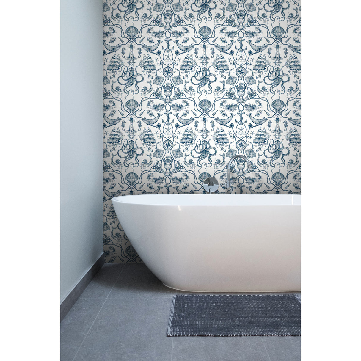 York HO3361 Deep Sea Toile Blue Wallpaper