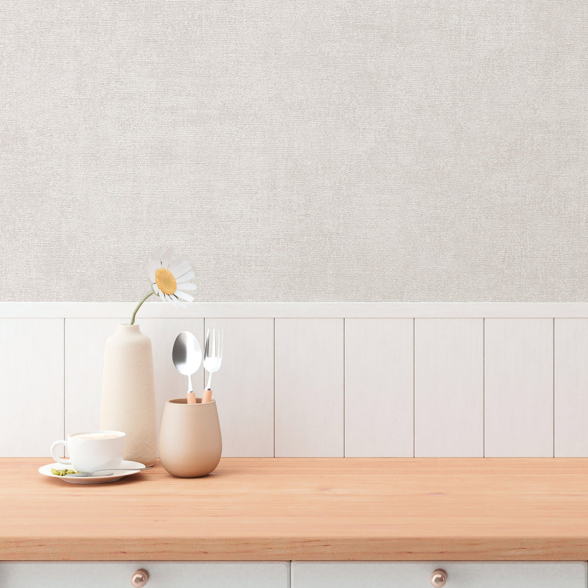 Galerie Hygge Home Plain Texture Beige Wallpaper GG82122