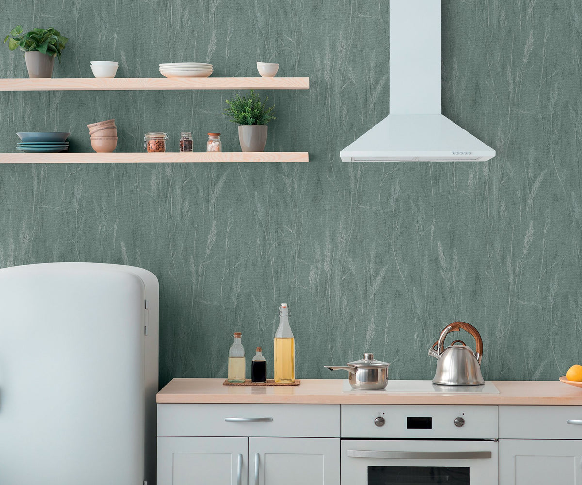 Galerie Hygge Home Meadow Stems Motif Green Wallpaper GG8213
