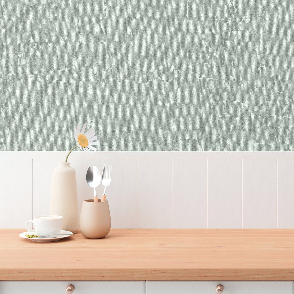 Galerie Hygge Home Plain Texture Green Wallpaper GG82152