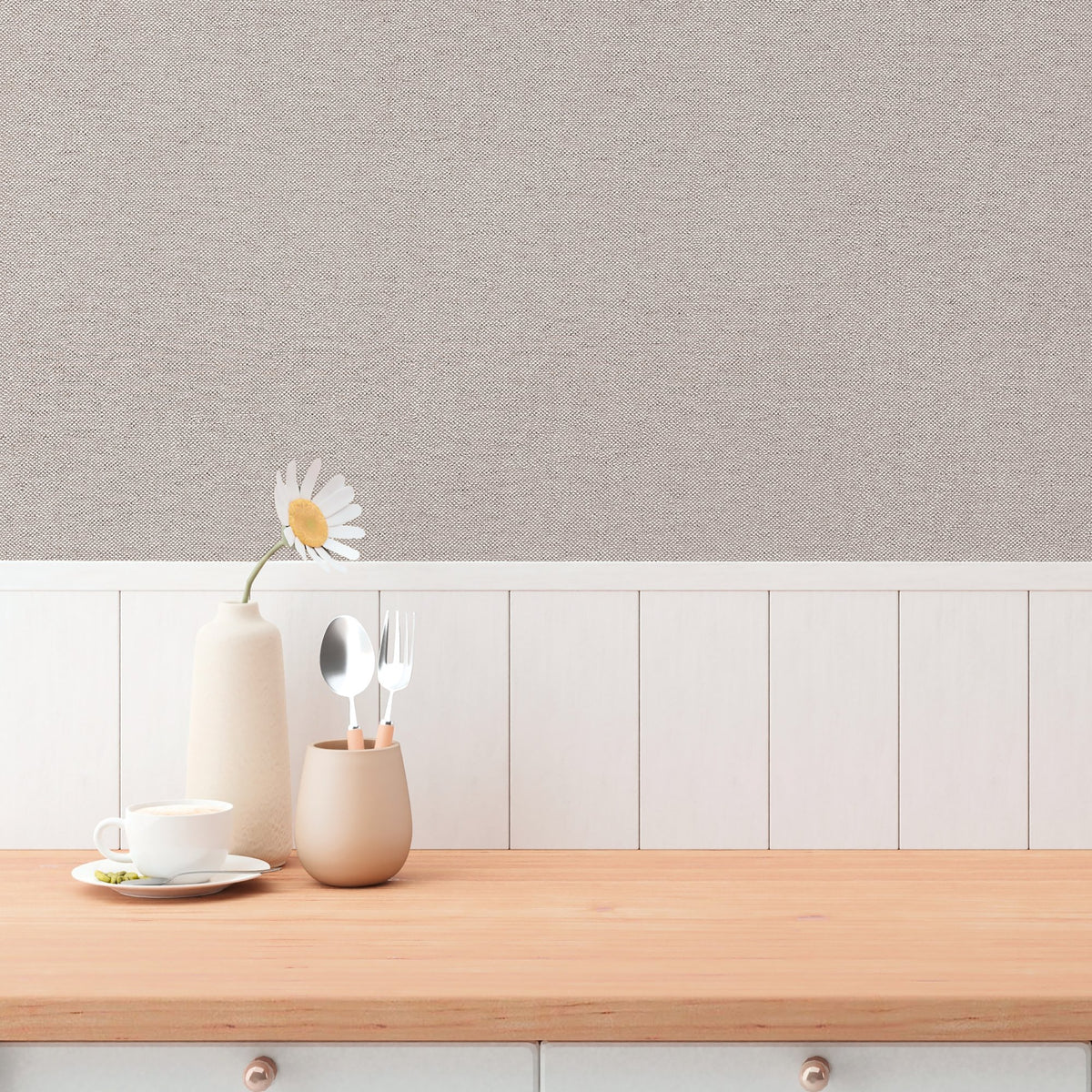 Galerie Hygge Home Plain Texture Brown Wallpaper GG82158
