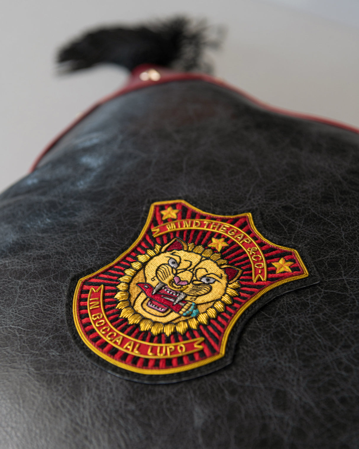 MindtheGap IN BOCCA AL LUPO Leather Cushion - Lifestyle Collection 2024