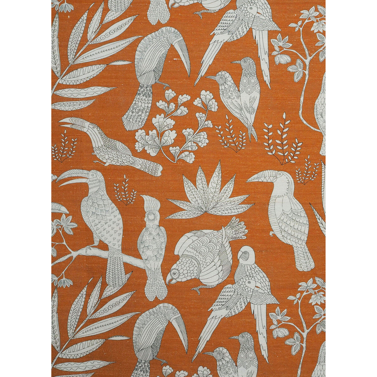 BRUNSCHWIG & FILS JAG-50063.212.0 SILK BIRD ARANCIA Fabric - Eade's Wallpaper