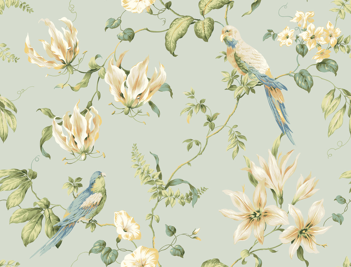 York JG0752 Background Tropical Floral Light Blue Wallpaper