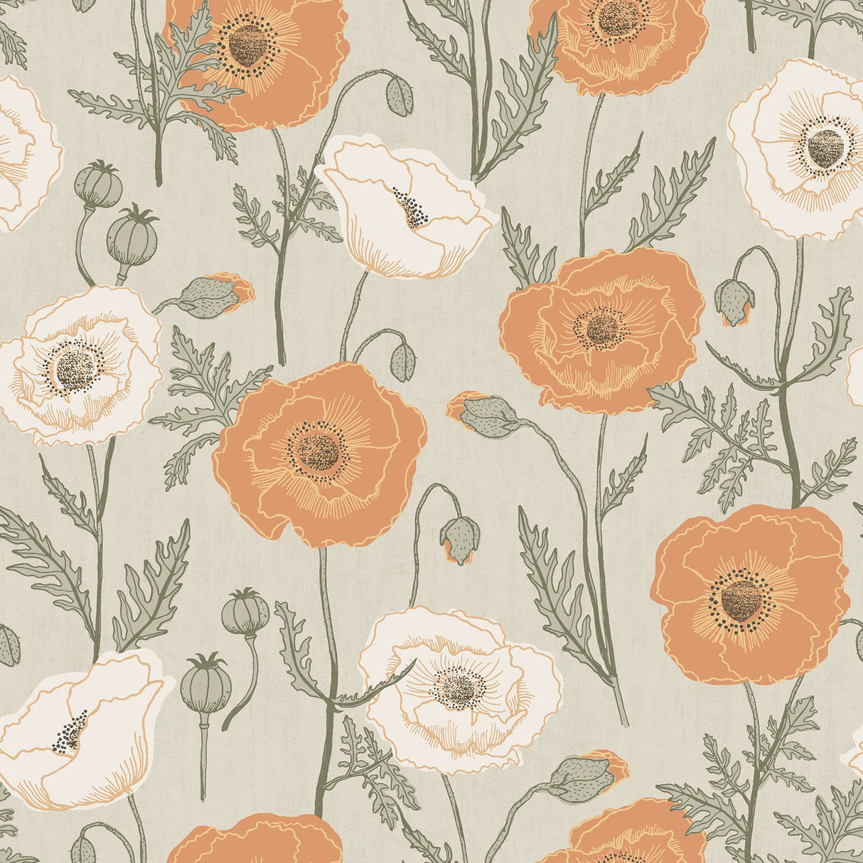 Jen Hewett JHS5026 Spice Poppy Field Peel & Stick Wallpaper