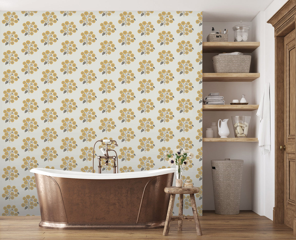 Jen Hewett JHS5031 Mustard Grey StrawFlower Peel & Stick Wallpaper