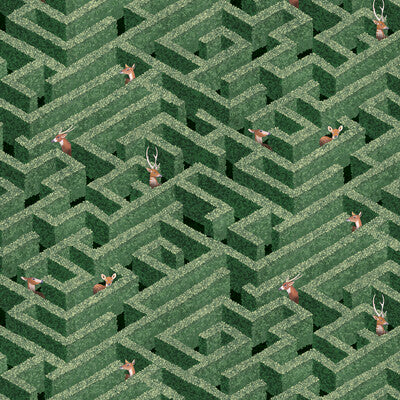 KRAVET COUTURE JMW1009.01.0 LABYRINTH WITH DEER 01 Wallpaper - Eade's Wallpaper