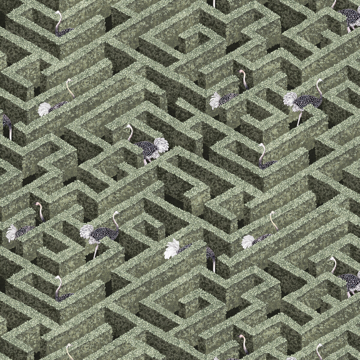 KRAVET COUTURE JMW1010.01.0 LABYRINTH WITH OSTRICHES 01 Wallpaper - Eade's Wallpaper