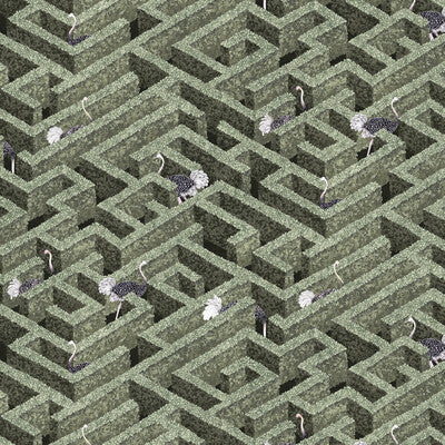 KRAVET COUTURE JMW1010.01.0 LABYRINTH WITH OSTRICHES 01 Wallpaper - Eade's Wallpaper