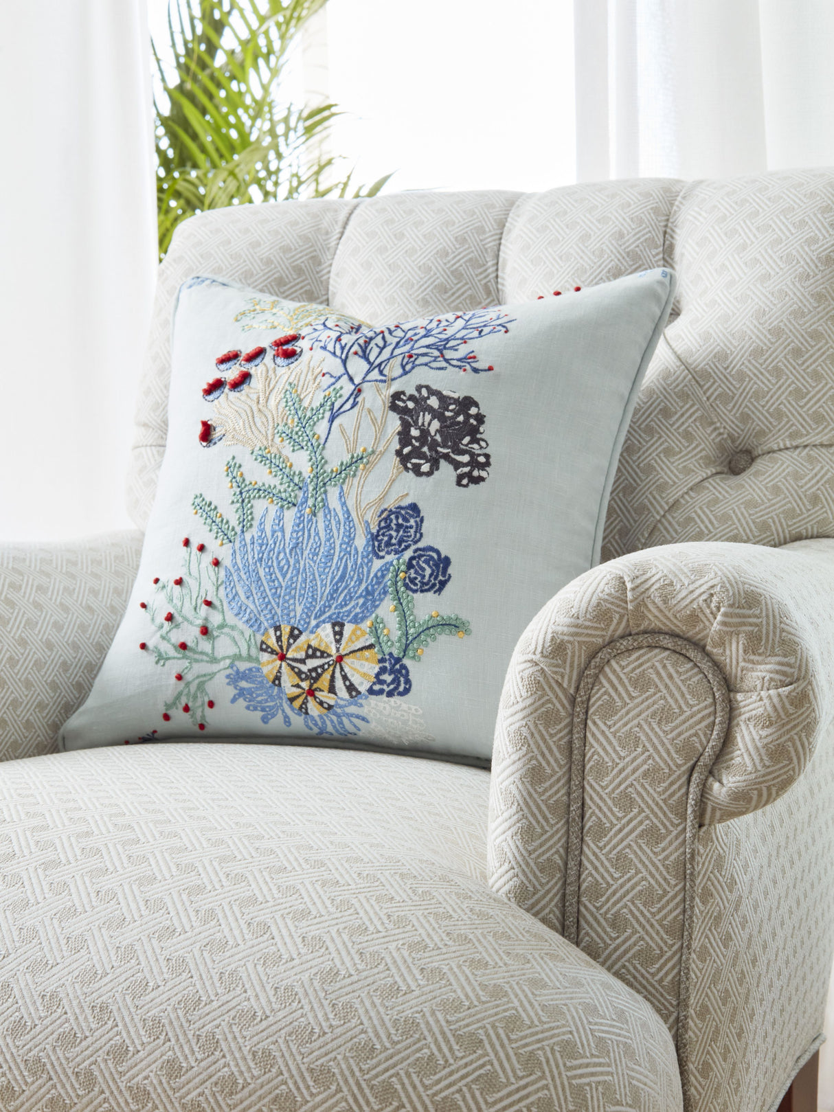 Scalamandre JM 00037072 AZURE COMBE MARTIN Fabric - Eade's Wallpaper