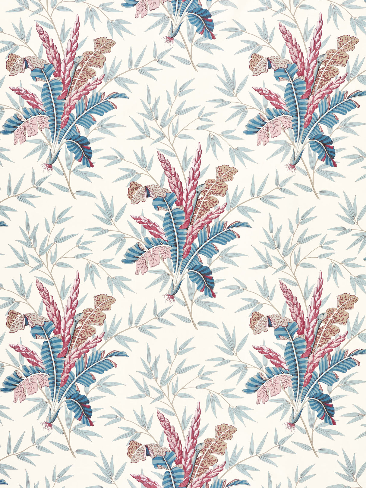 Scalamandre JP 00014485 PEACOCK ROSE BAHAR Fabric - Eade's Wallpaper