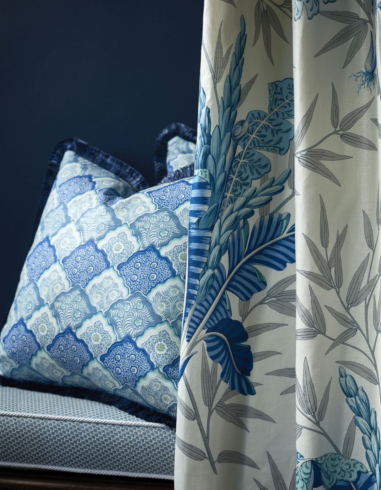 Scalamandre JP 00034660 PORCELAIN BLUE AKIRA Fabric - Eade's Wallpaper