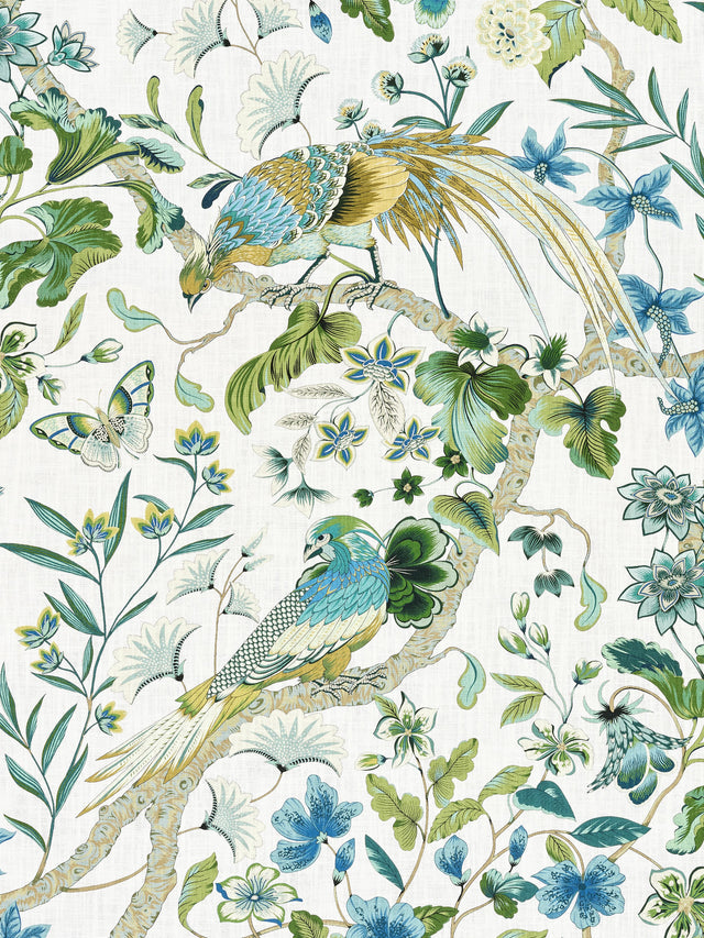 Scalamandre JP 00041340 FOREST BOTANY BAY Fabric - Eade's Wallpaper