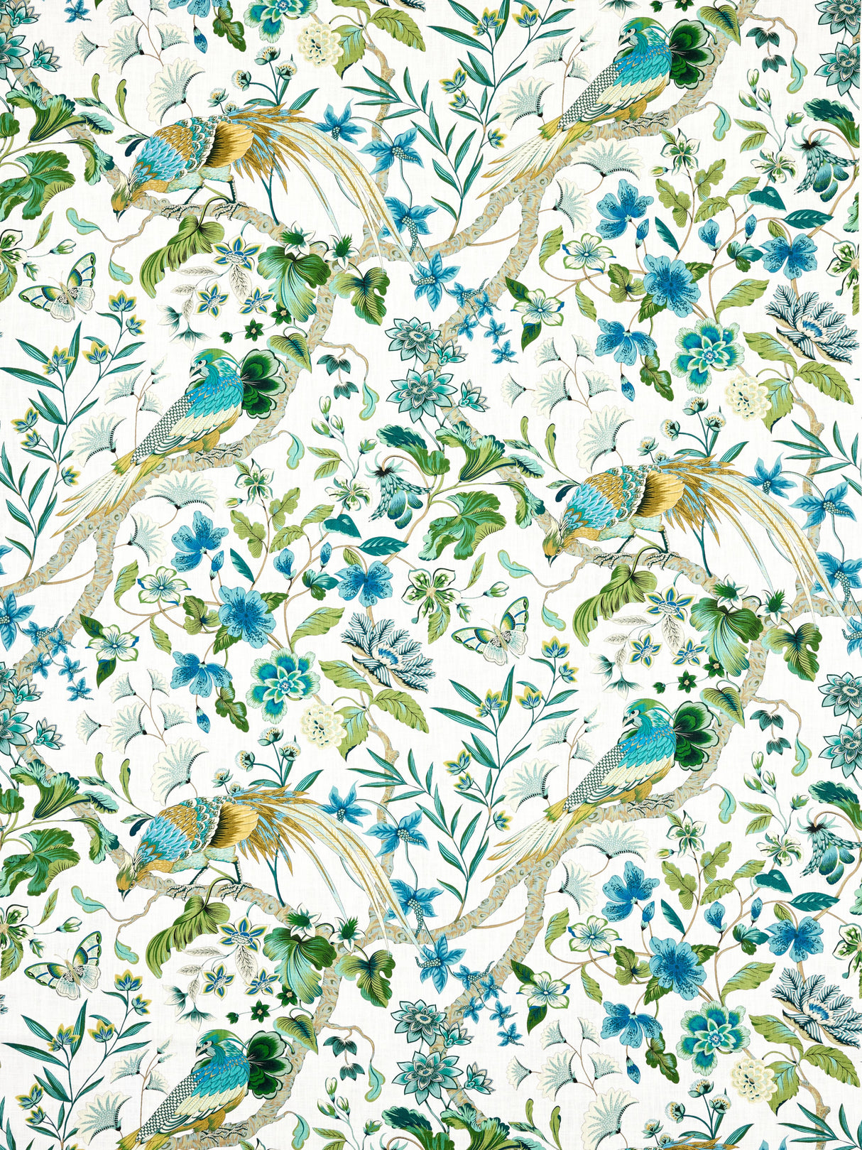 Scalamandre JP 00041340 FOREST BOTANY BAY Fabric - Eade's Wallpaper