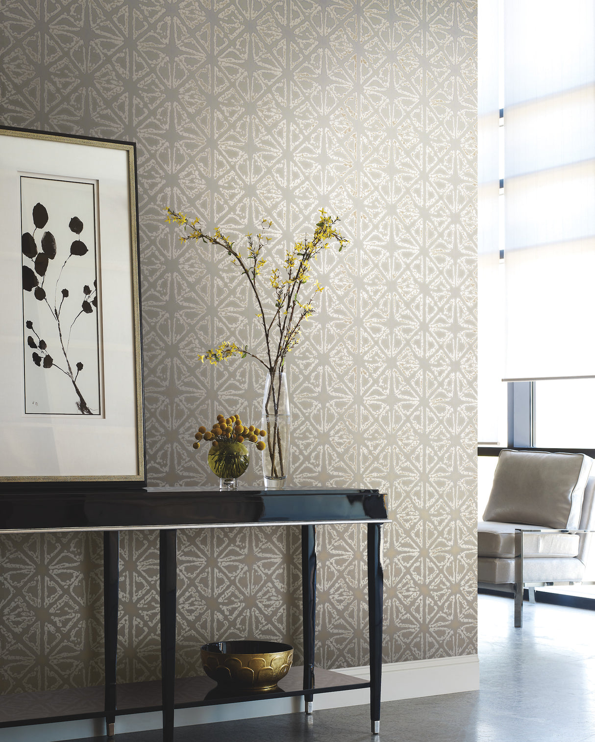York KT2112 Empire Diamond Silver & Taupe Wallpaper