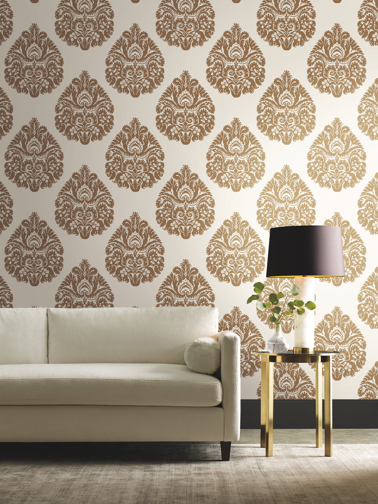 York KT2141 Teardrop Damask Gold Wallpaper