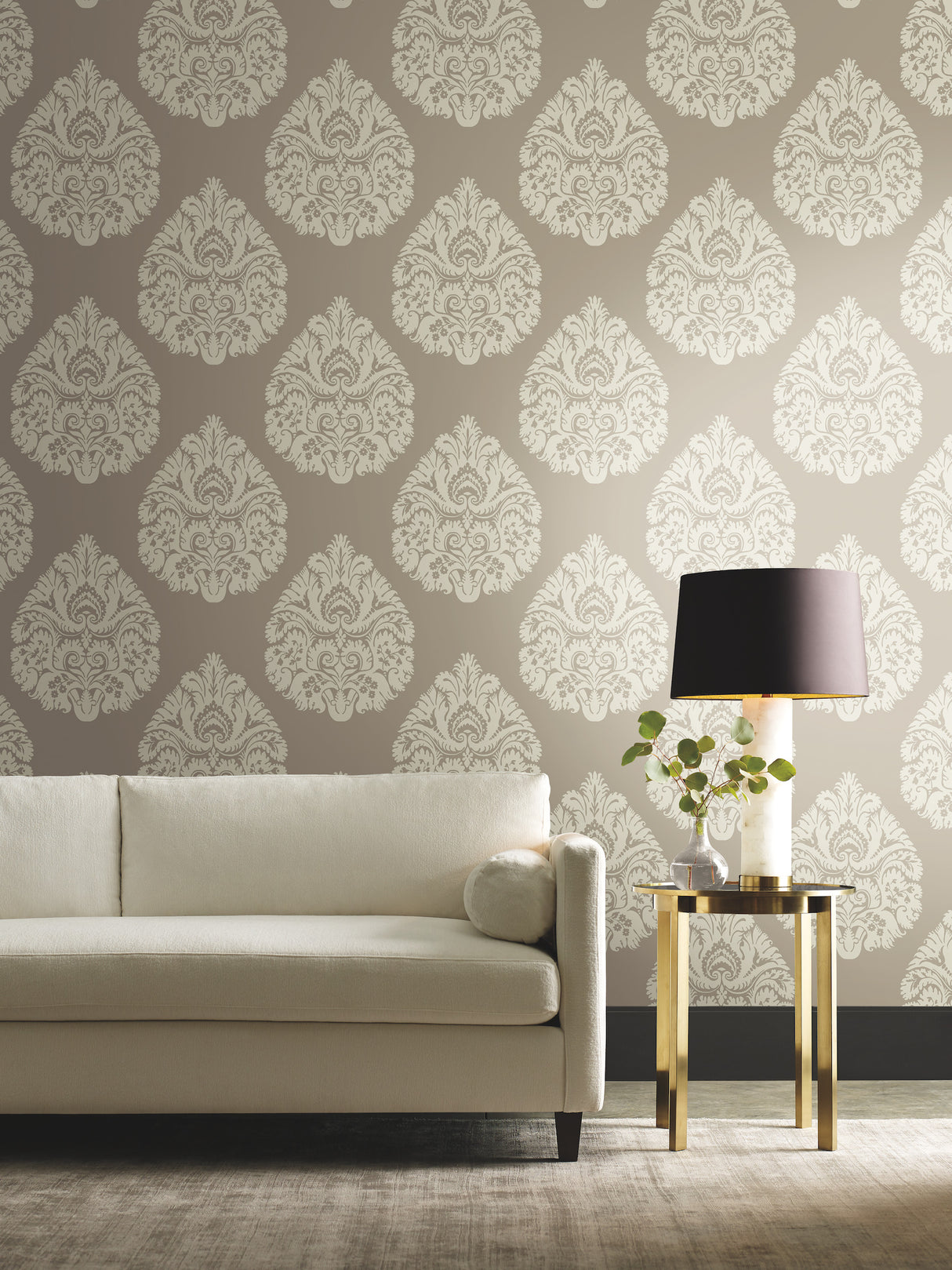 York KT2142 Teardrop Damask Beige Wallpaper