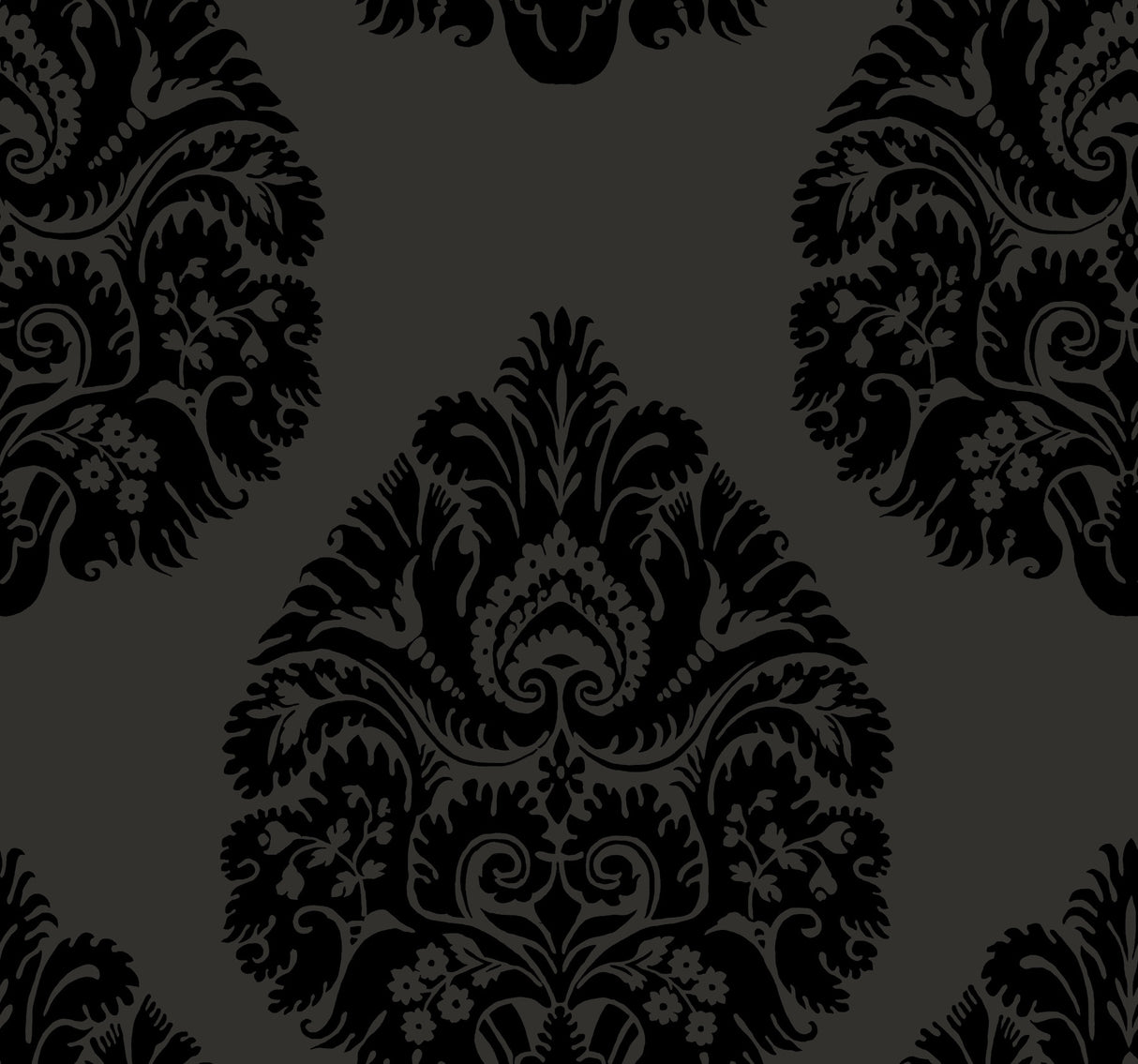 York KT2144 Teardrop Damask Black Wallpaper