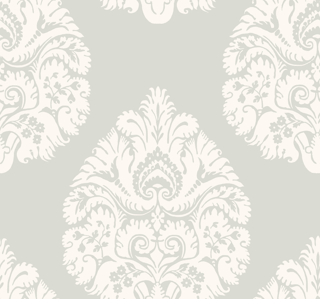 York KT2145 Teardrop Damask Light Grey Wallpaper