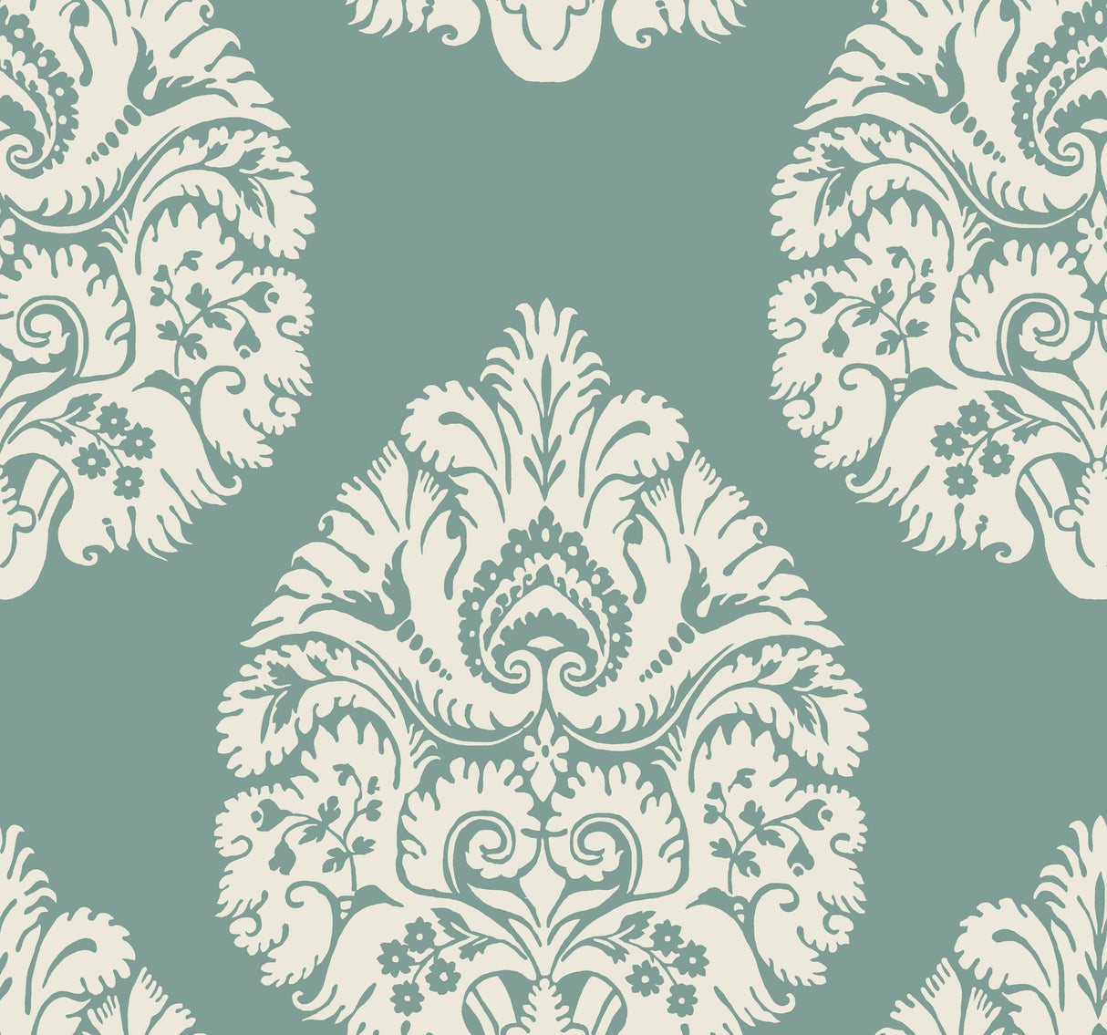 York KT2146 Teardrop Damask Teal Wallpaper