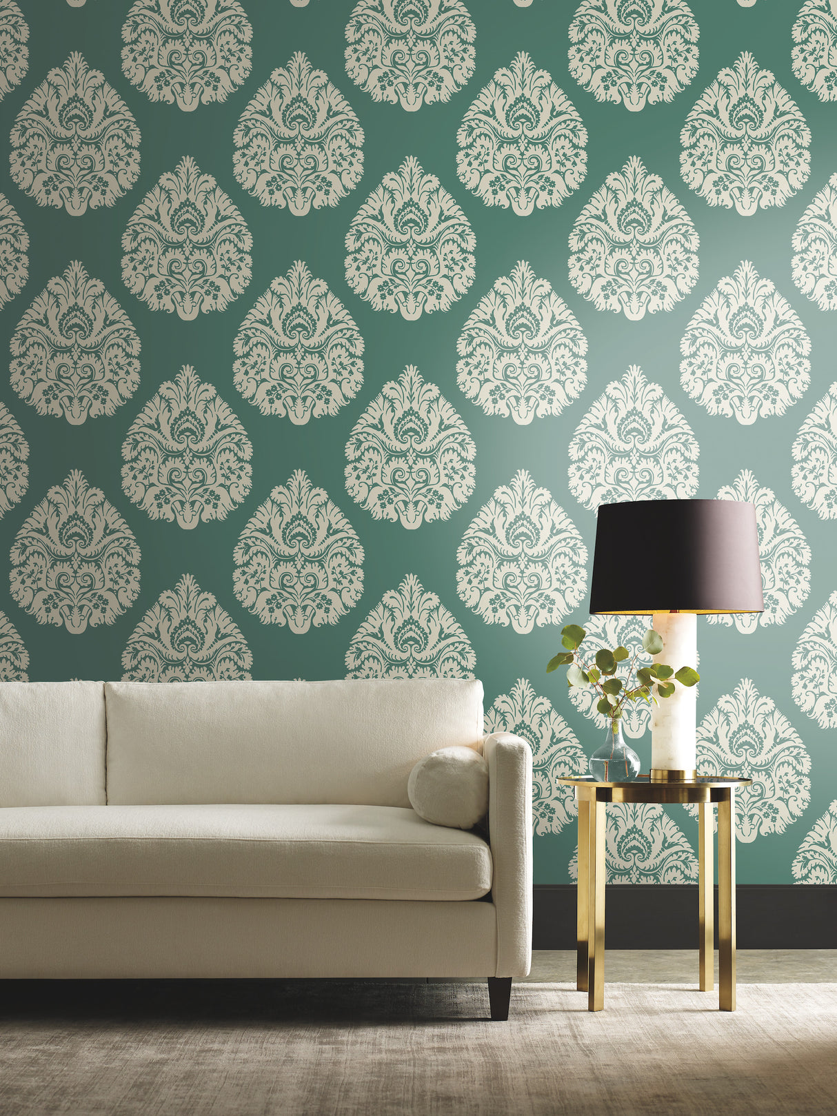 York KT2146 Teardrop Damask Teal Wallpaper