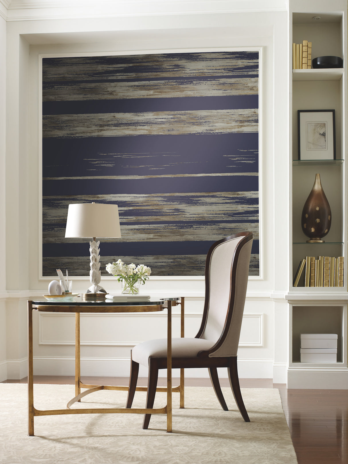 York KT2154 Horizontal Dry Brush Navy Wallpaper