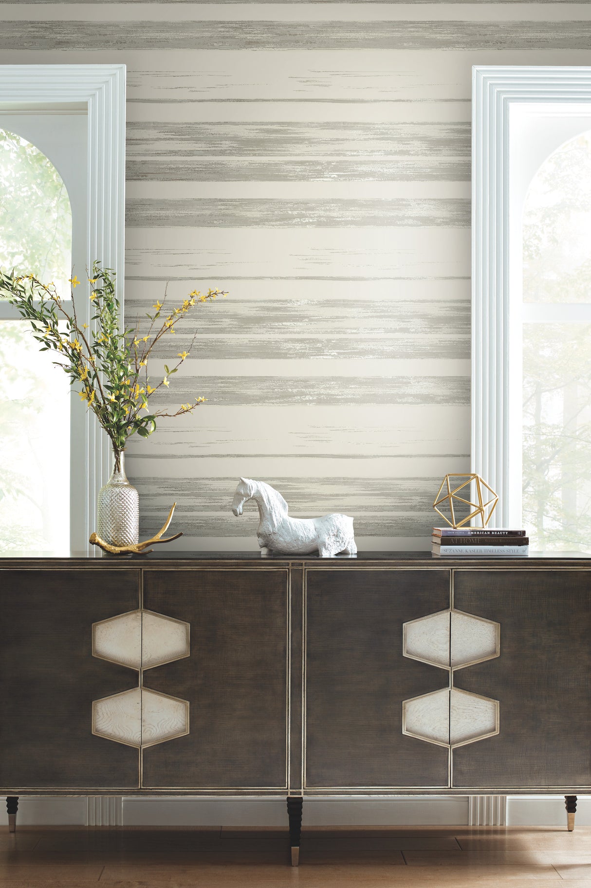 York KT2155 Horizontal Dry Brush White & Grey Wallpaper