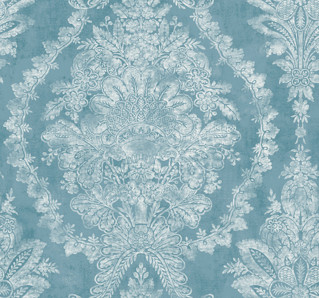 York KT2213 Charleston Damask Blue Wallpaper